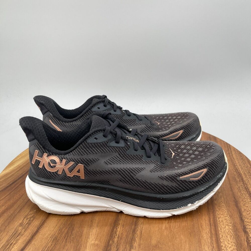 Hoka One One Clifton 9 Shoes Womens Size 11 B Black Running Comfort Walking Gym